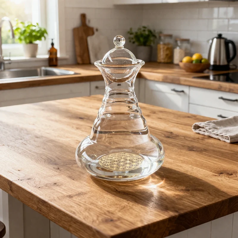 Alladin Karaffe 1,3l Gold - Blume des Lebens - mundgeblasen